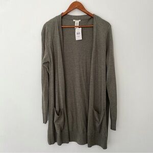 Matty heather olive a line long sleeve lightweight spring cardigan women size L